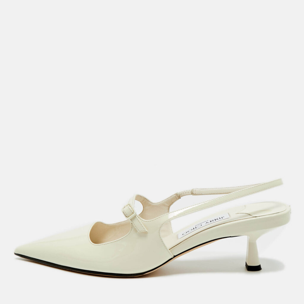 Jimmy Choo Cream Patent Didi Slingback Pointed Pumps Size 42 Jimmy Choo Cream Patent Didi Slingback Pointed Pumps Size 42