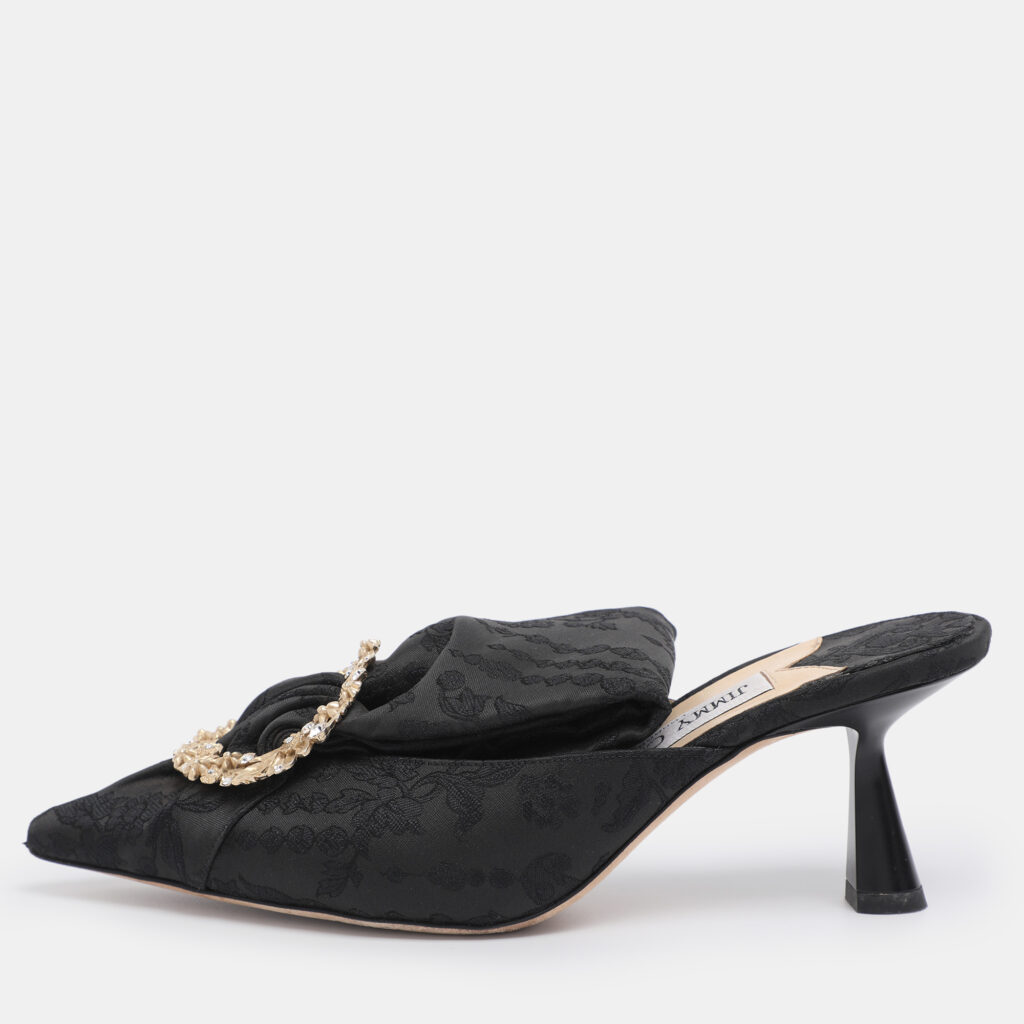 Jimmy Choo Black Jacquard Lulla Mules Size 36