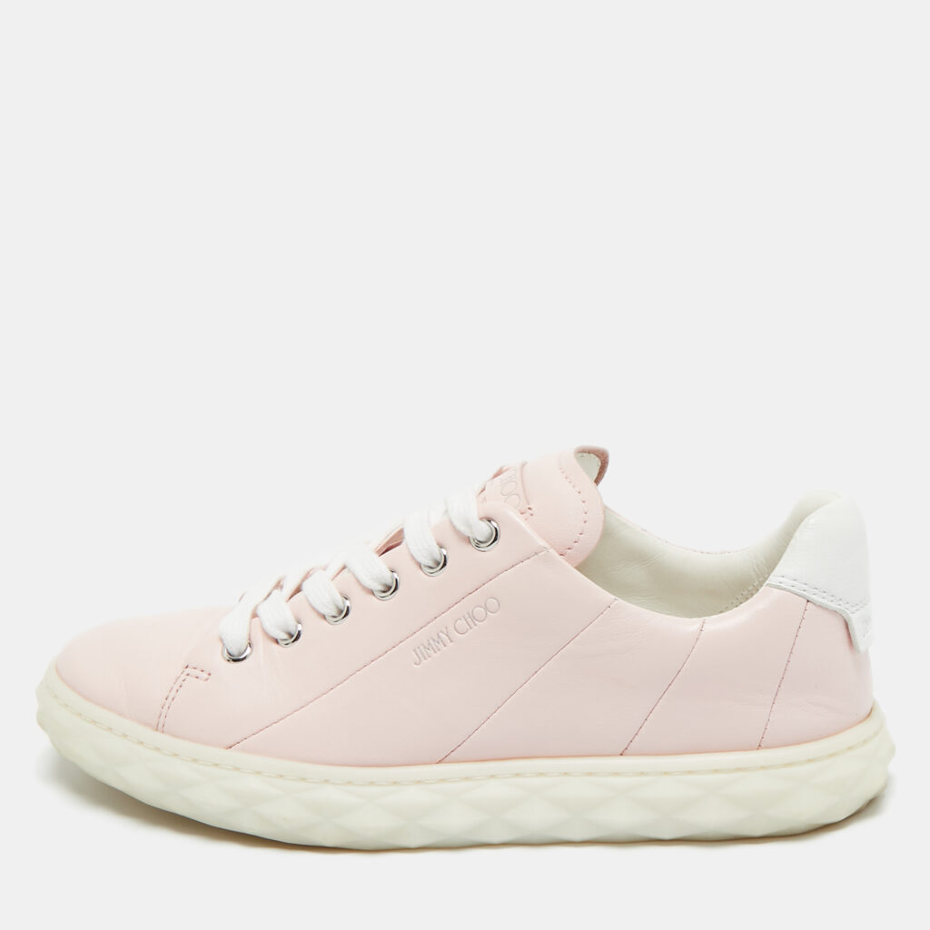 Jimmy Choo Light Pink Leather Diamond Low Top Sneakers Size 36 Jimmy Choo Light Pink Leather Diamond Low Top Sneakers Size 36