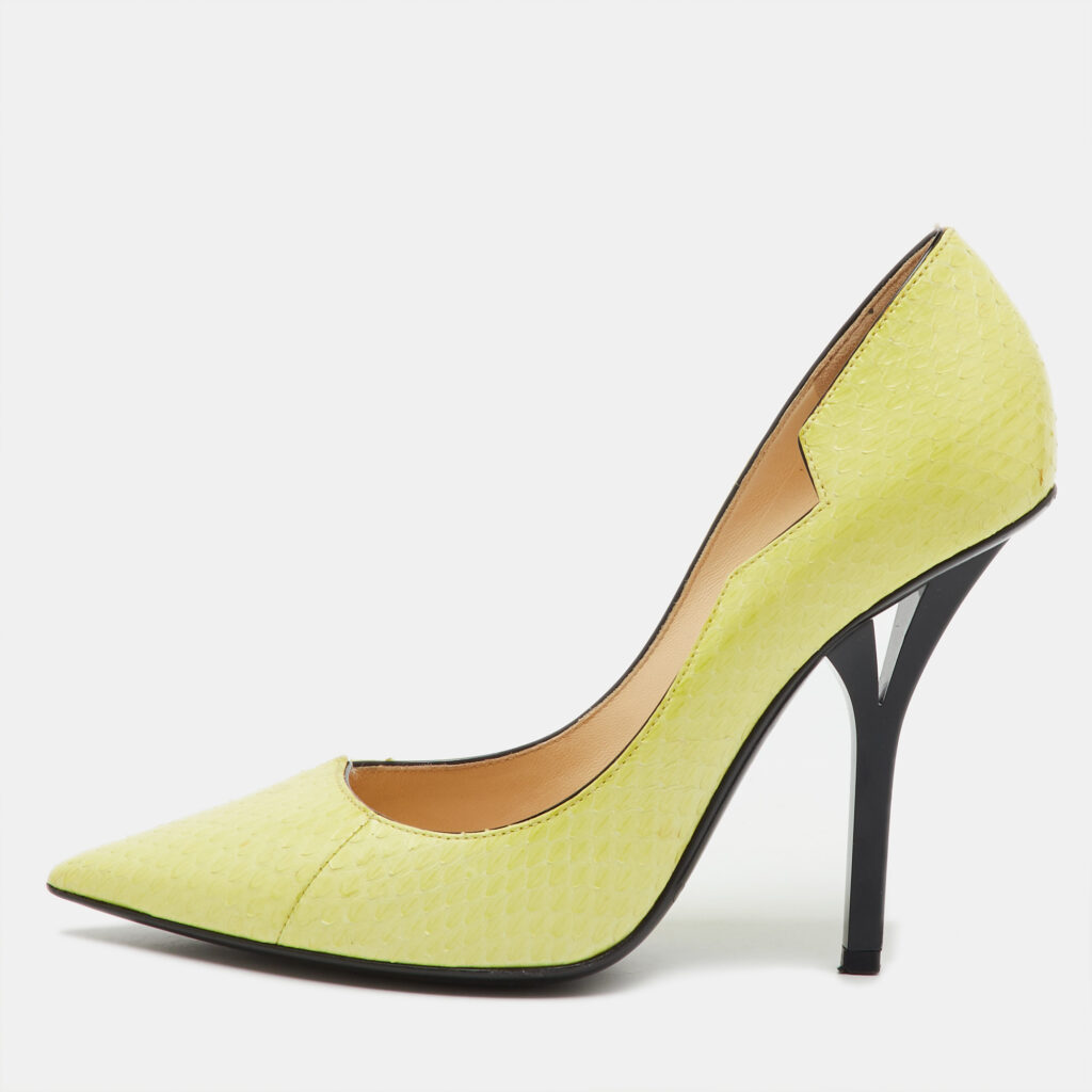 Jimmy Choo Lemon Yellow Elaphe Pumps Size 35.5