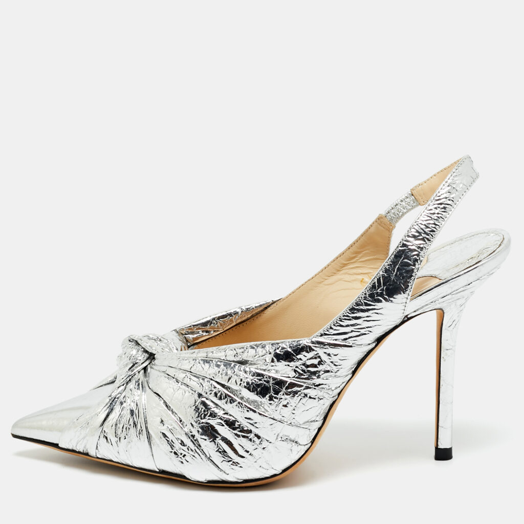 Jimmy Choo Silver Foil Leather annabell Slingback Pumps Size 36.5 Jimmy Choo Silver Foil Leather annabell Slingback Pumps Size 36.5