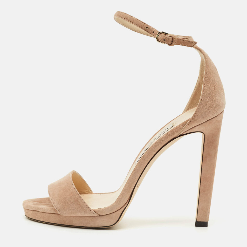 Jimmy Choo Beige Suede Misty Ankle Strap Sandals Size 38.5 Jimmy Choo Beige Suede Misty Ankle Strap Sandals Size 38.5