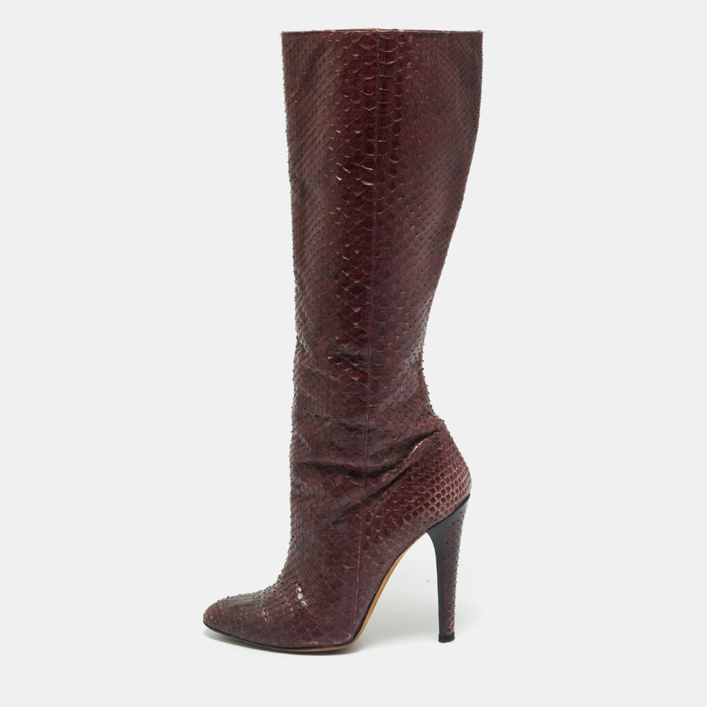 luxury-women-jimmy-choo-used-shoes-p1208179-010-1.jpg Jimmy Choo Burgundy Python Leather Knee High Boots Size 39