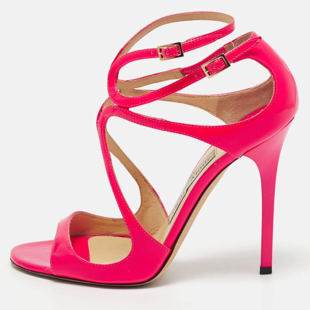Jimmy Choo Pink Patent Leather Lance Ankle Strap Sandals Size 36.5 Jimmy Choo Pink Patent Leather Lance Ankle Strap Sandals Size 36.5