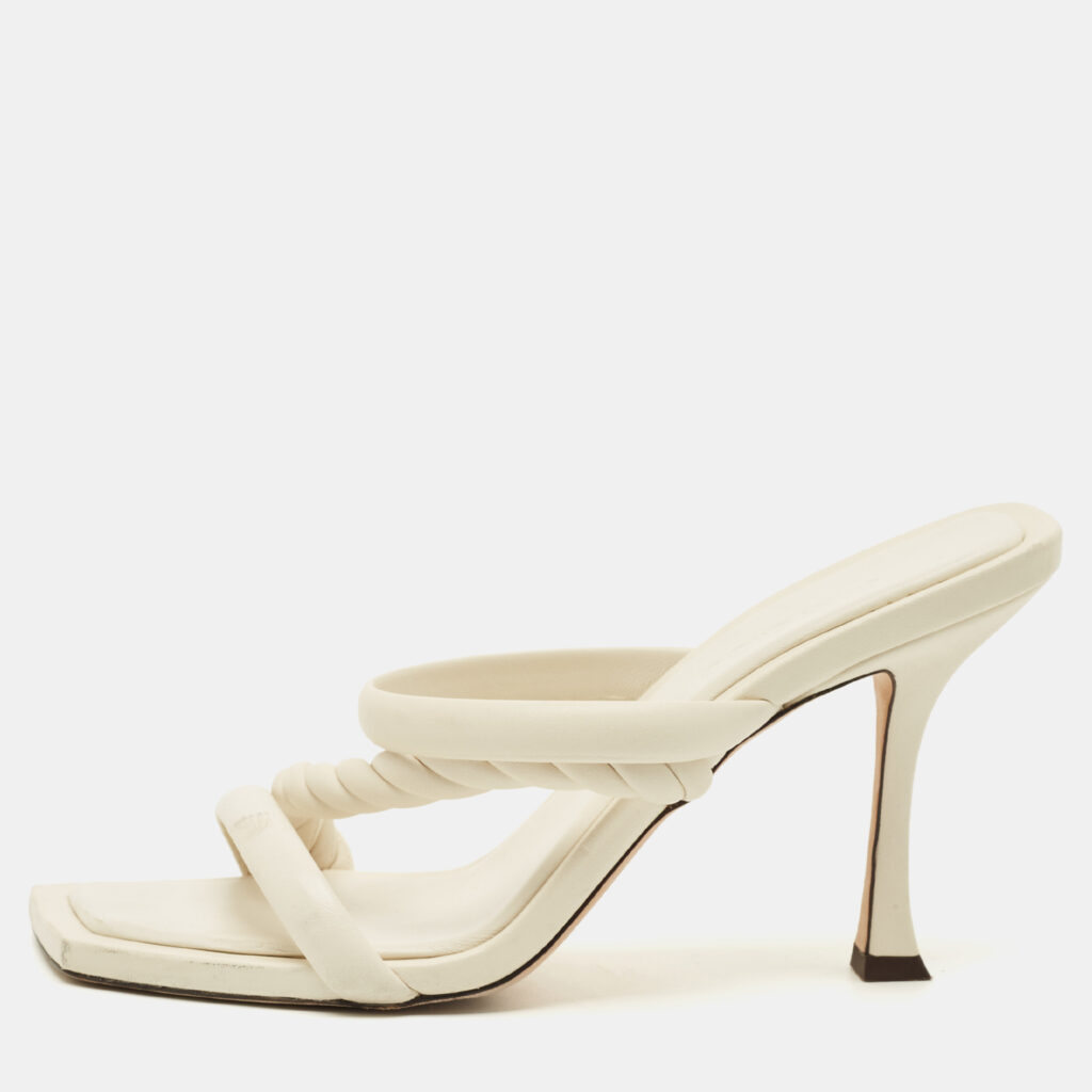 Jimmy Choo Cream Leather Diosa Slide Sandals Size 40 Jimmy Choo Cream Leather Diosa Slide Sandals Size 40