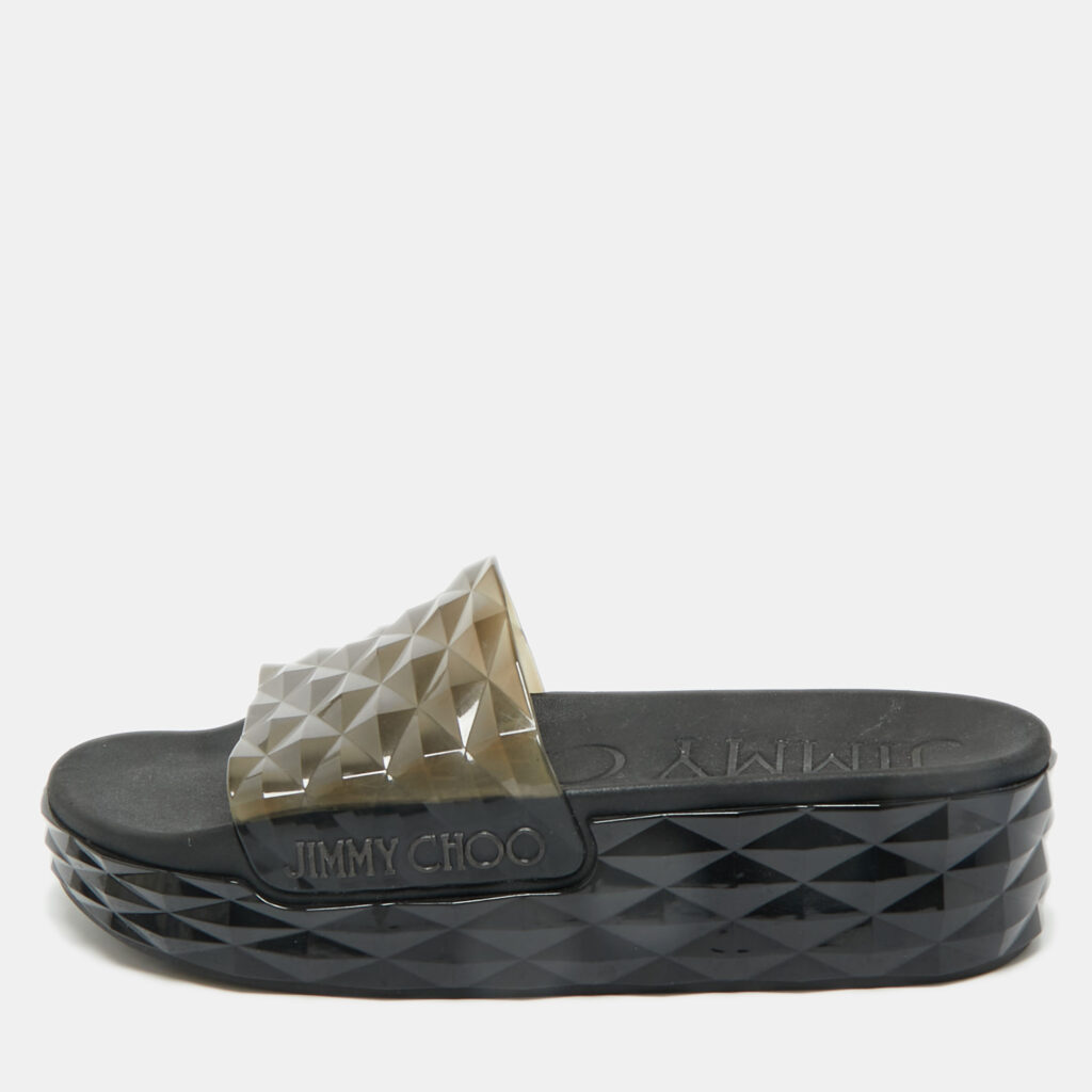 Jimmy Choo Grey Rubber Diamond Flat Sandals Size 38 Jimmy Choo Grey Rubber Diamond Flat Sandals Size 38