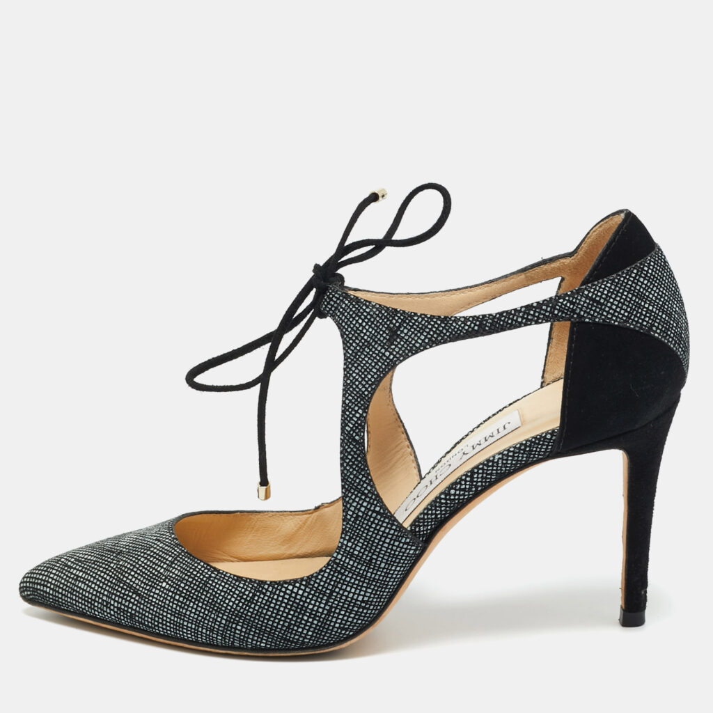 Jimmy Choo Black/Grey Texture Suede Vanessa Pumps Size 36