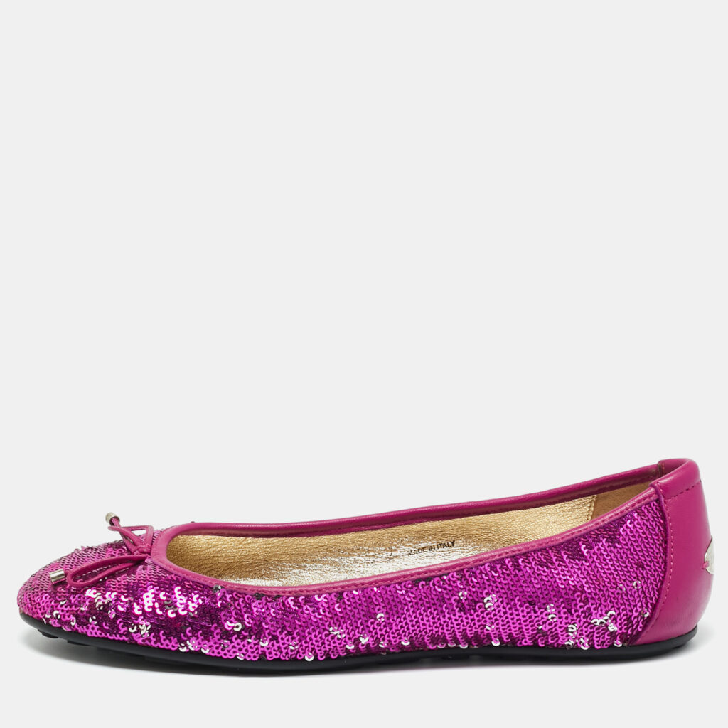 Jimmy Choo Purple Leather and Sequins Ballet Flats Size 37.5 Jimmy Choo Purple Leather and Sequins Ballet Flats Size 37.5