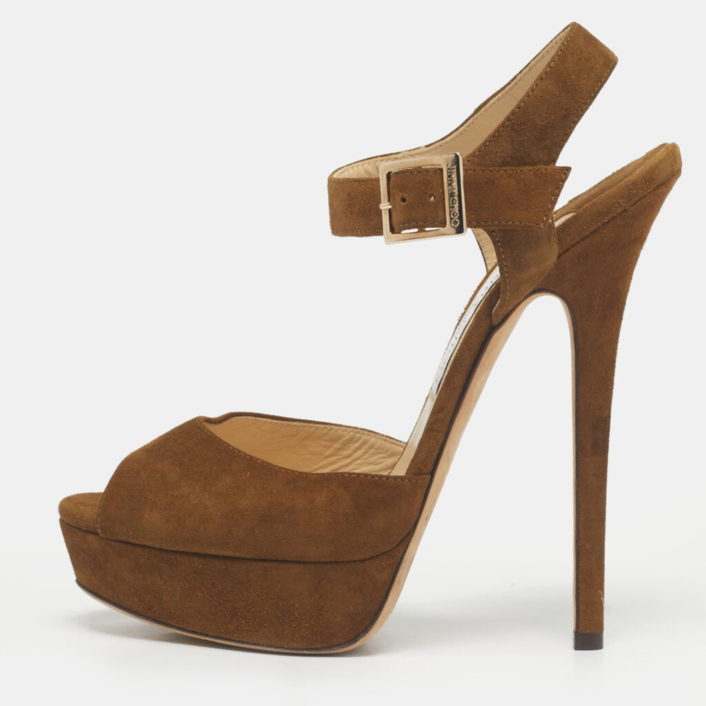 Jimmy Choo Brown Suede Kayden Ankle Strap Sandals Size 39.5 Jimmy Choo Brown Suede Kayden Ankle Strap Sandals Size 39.5