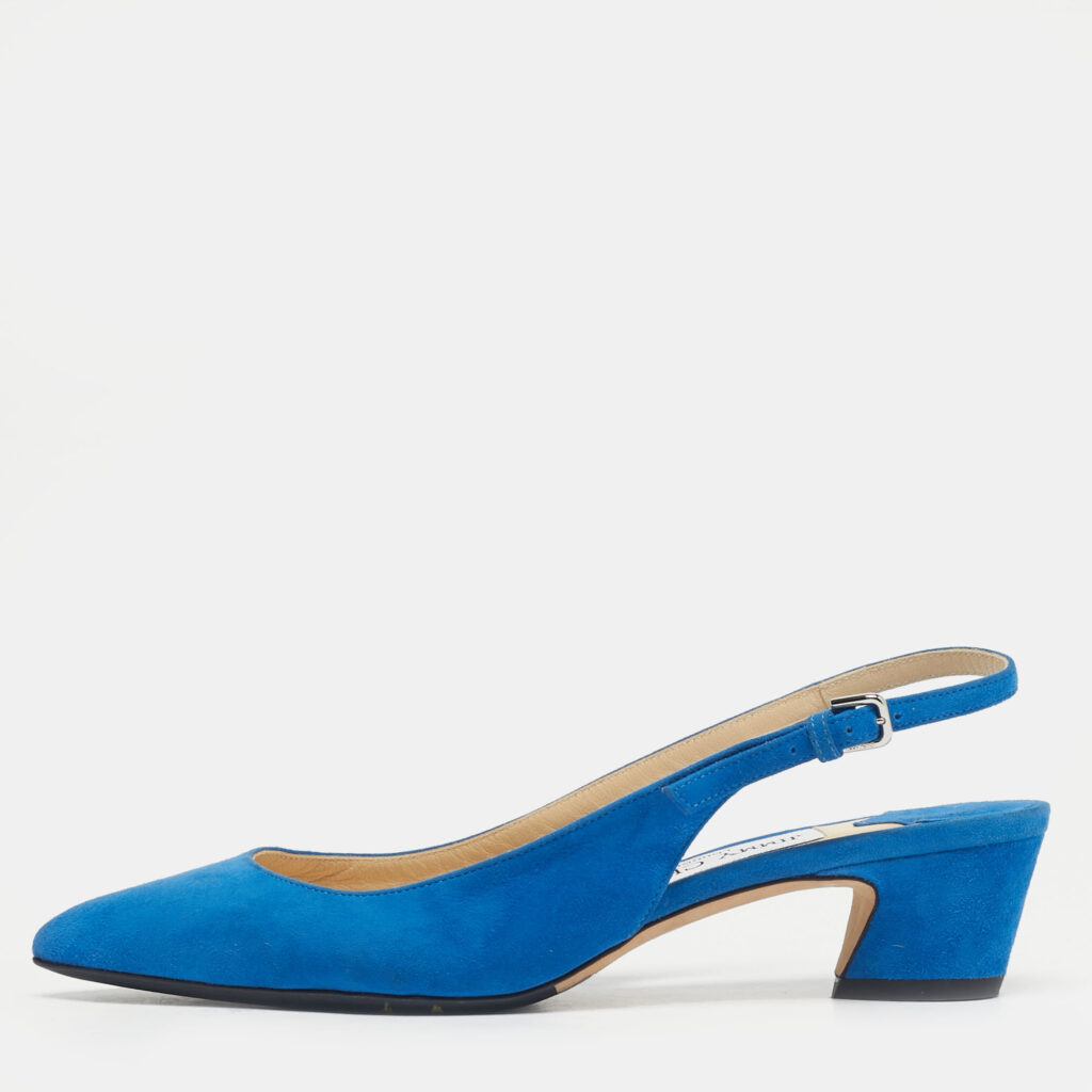 Jimmy Choo Blue Suede Gemma Slingback Pumps Size 36