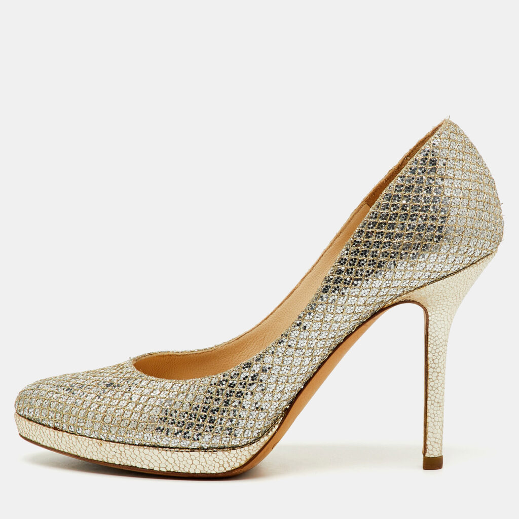 Jimmy Choo Metallic Gold Coarse Glitter Hope Pumps Size 36 Jimmy Choo Metallic Gold Coarse Glitter Hope Pumps Size 36