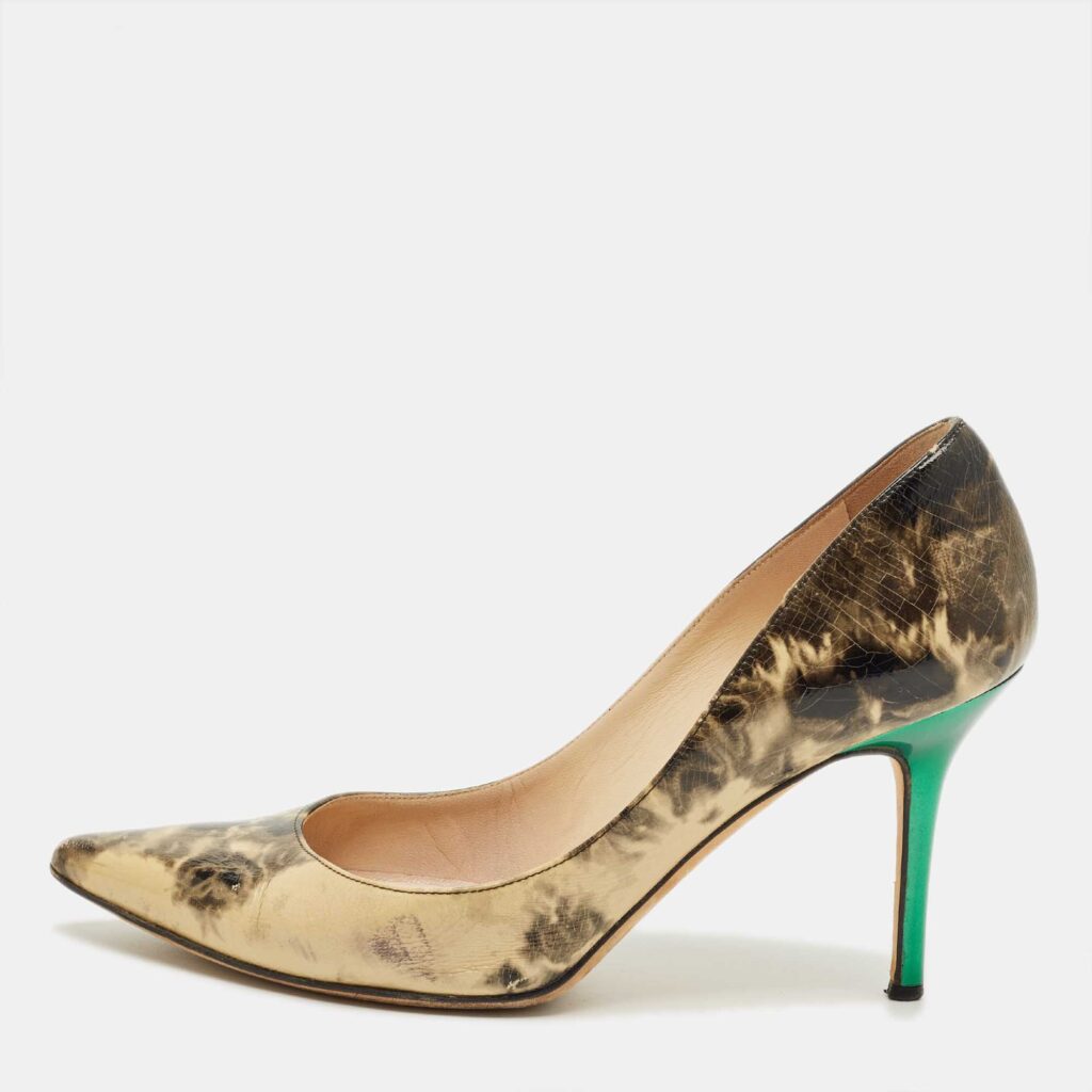 Jimmy Choo Black/Cream Leather Love Pointed Toe Pumps Size 36