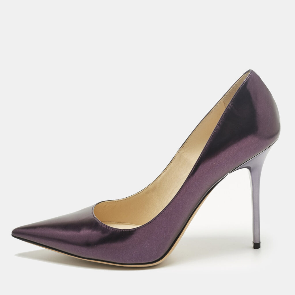 Jimmy Choo Metallic Purple Leather Romy Pumps Size 38.5