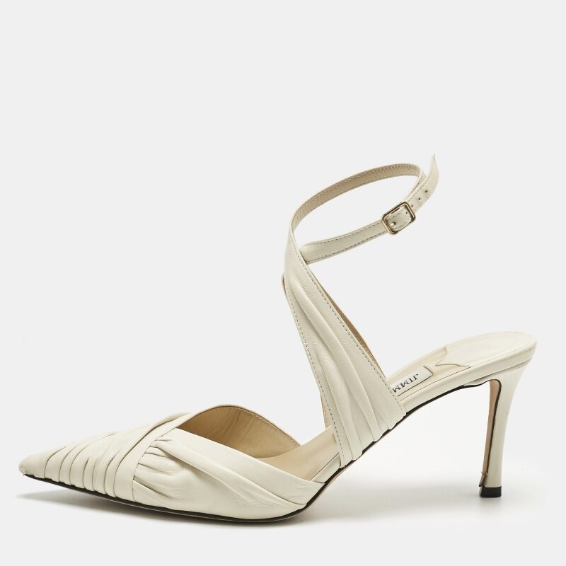 Jimmy Choo Cream Leather Basil 75 Pumps Size 38