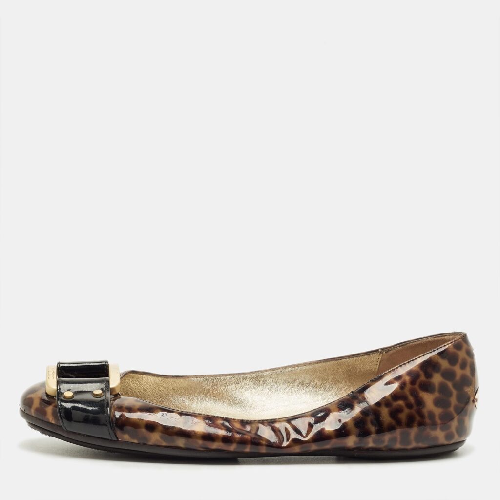 Jimmy Choo Brown/Black Patent Buckle Ballet Flats Size 39.5 Jimmy Choo Brown/Black Patent Buckle Ballet Flats Size 39.5