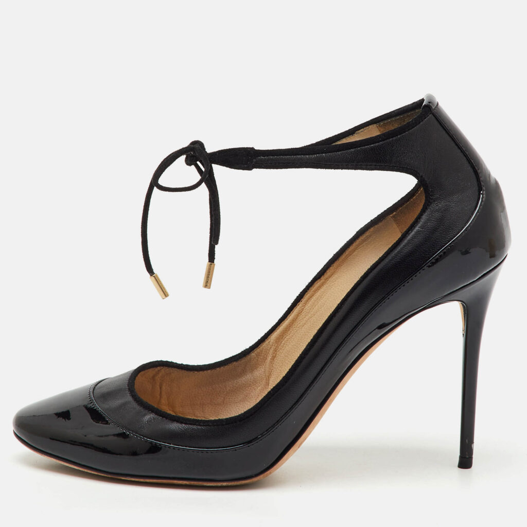 Jimmy Choo Black Leather and Patent Leather Tyler Pumps Size 38.5 Jimmy Choo Black Leather and Patent Leather Tyler Pumps Size 38.5