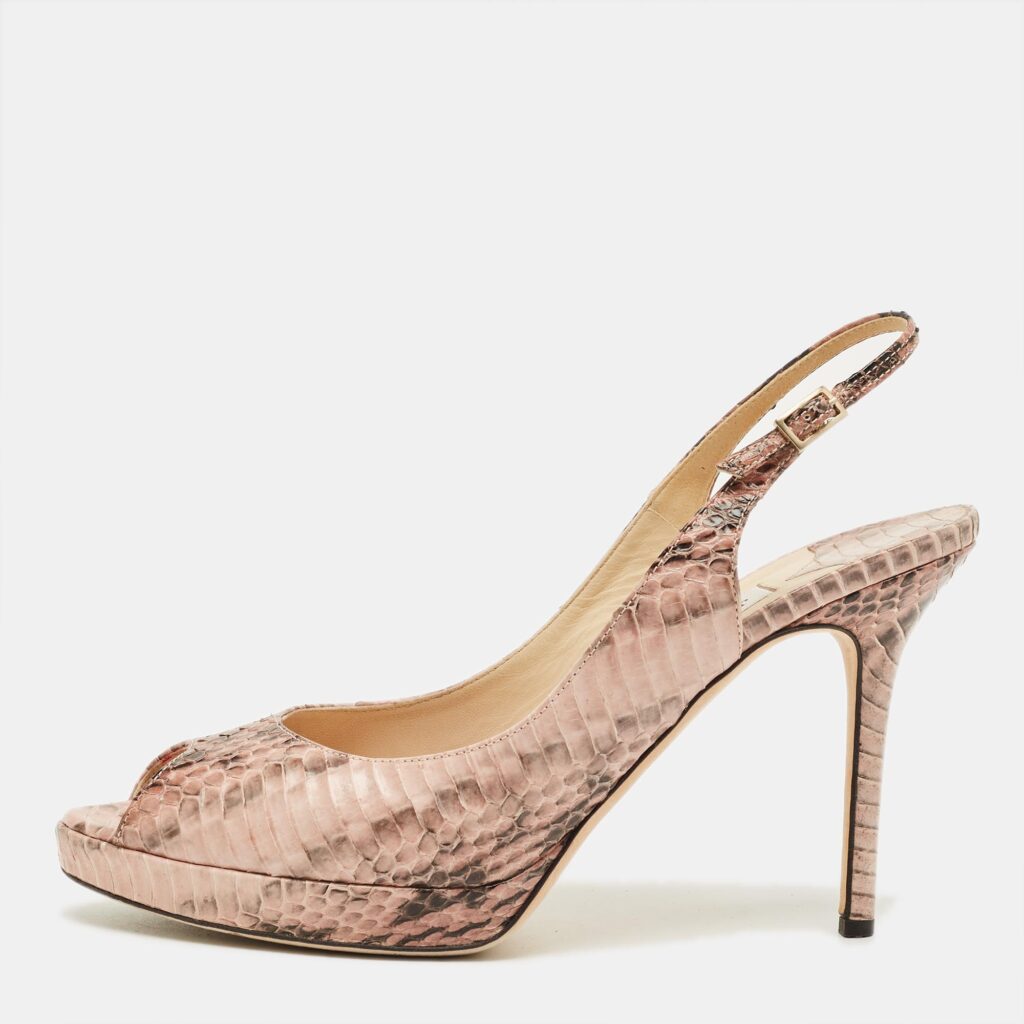Jimmy Choo Pink Python LeatherPeep Toe Slingback Pumps Size 38 Jimmy Choo Pink Python LeatherPeep Toe Slingback Pumps Size 38