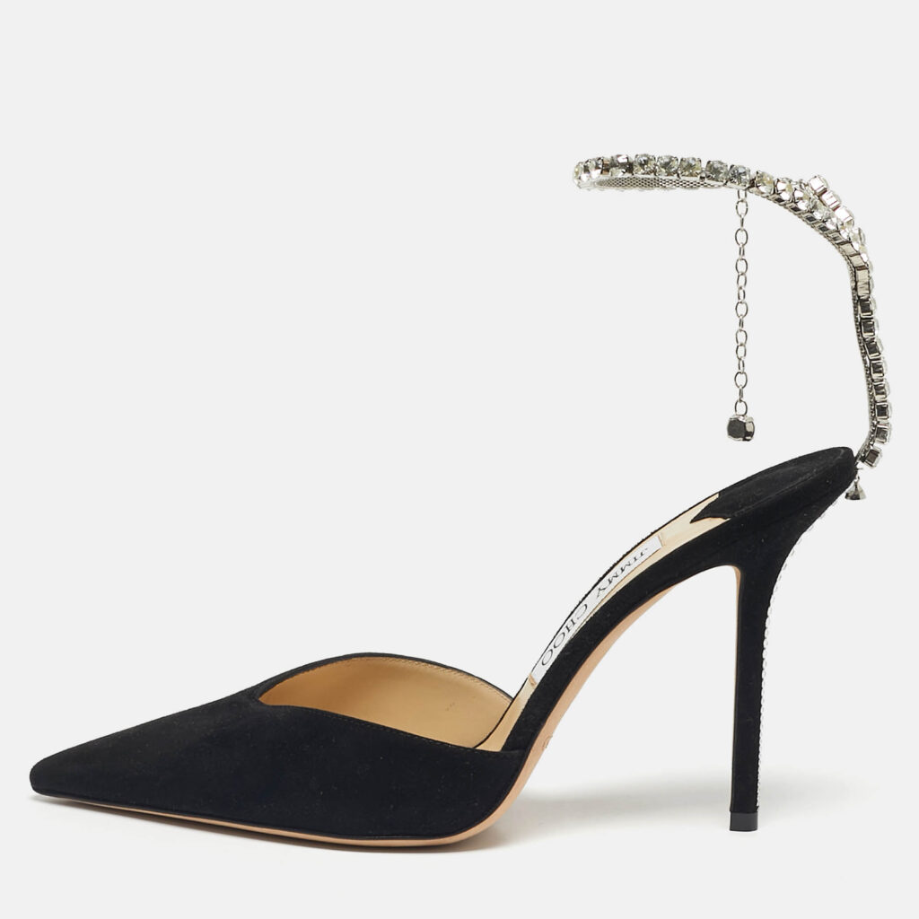 Jimmy Choo Black Suede Saeda Crystal Embellishment Pumps Size 40 Jimmy Choo Black Suede Saeda Crystal Embellishment Pumps Size 40
