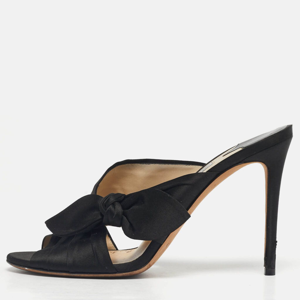 Jimmy Choo Black Satin Keely Slide Sandals Size 41