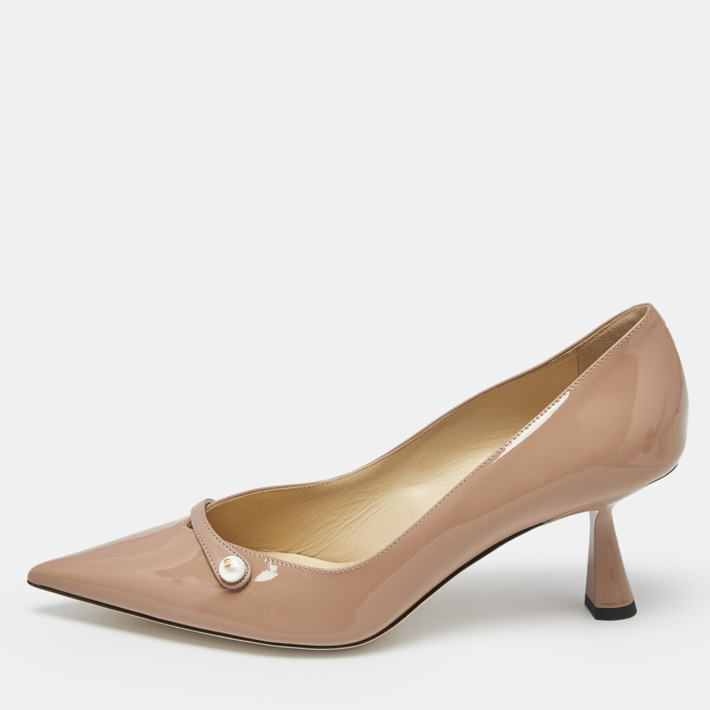 Jimmy Choo Dusty Pink Patent Leather Rosalia Pumps Size 37.5