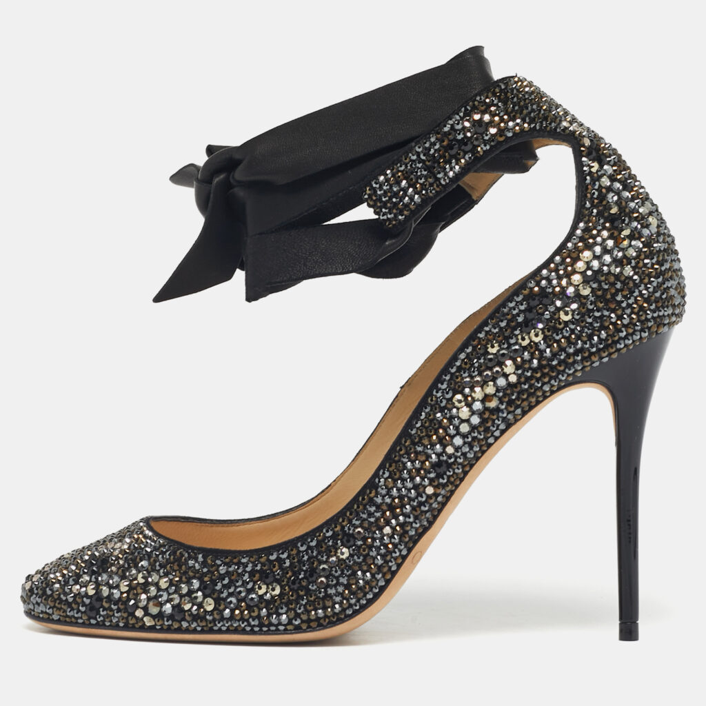 Jimmy Choo Black Crystals and Leather Rosana Pumps Size 36 Jimmy Choo Black Crystals and Leather Rosana Pumps Size 36