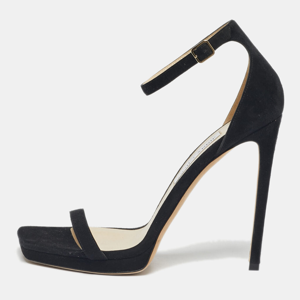 Jimmy Choo Black Suede Alva Ankle Strap Sandals Size 41 Jimmy Choo Black Suede Alva Ankle Strap Sandals Size 41