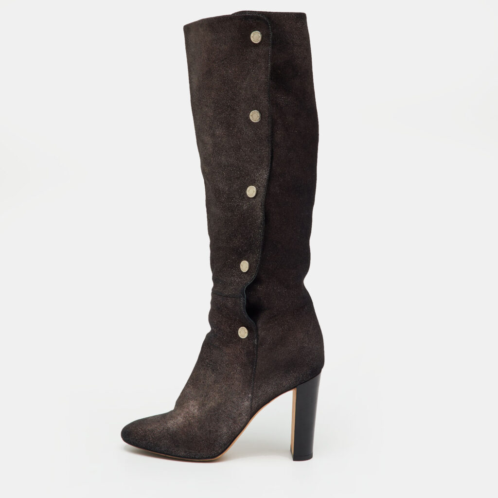 Jimmy Choo Metallic Suede Knee Length Boots Size 36.5