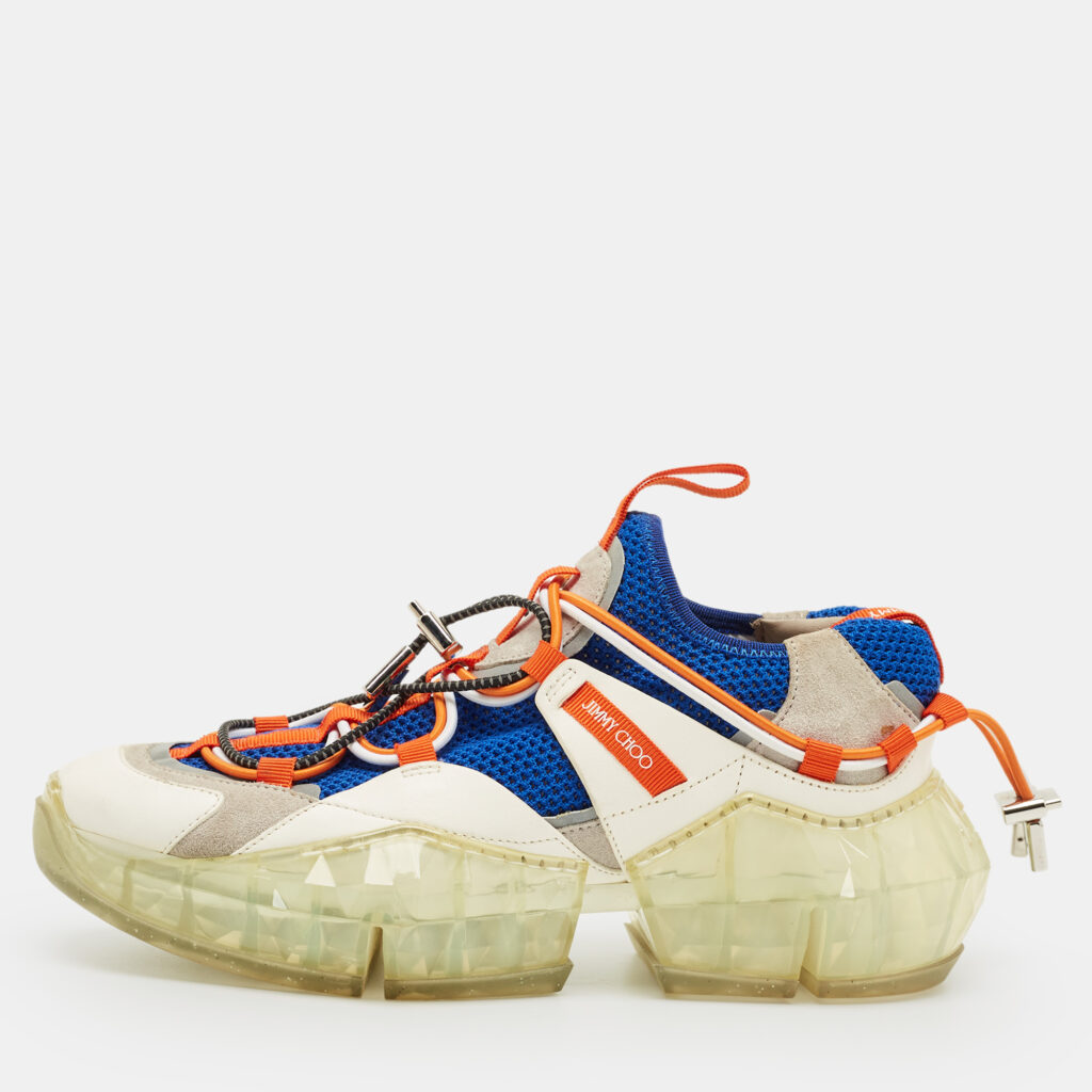 Jimmy Choo Multicolor Leather And Mesh Diamond Trail Sneakers Size 36.5 Jimmy Choo Multicolor Leather And Mesh Diamond Trail Sneakers Size 36.5