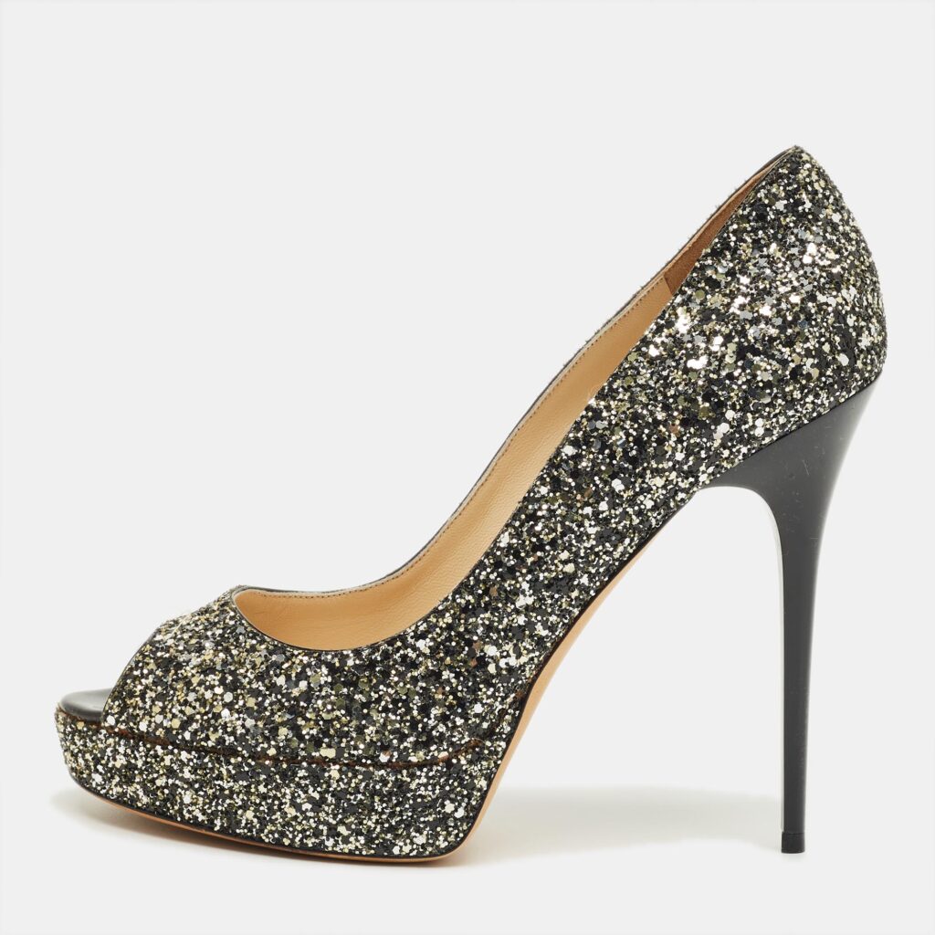 Jimmy Choo Multicolor Glitter Peep Toe Pumps Size 40 Jimmy Choo Multicolor Glitter Peep Toe Pumps Size 40