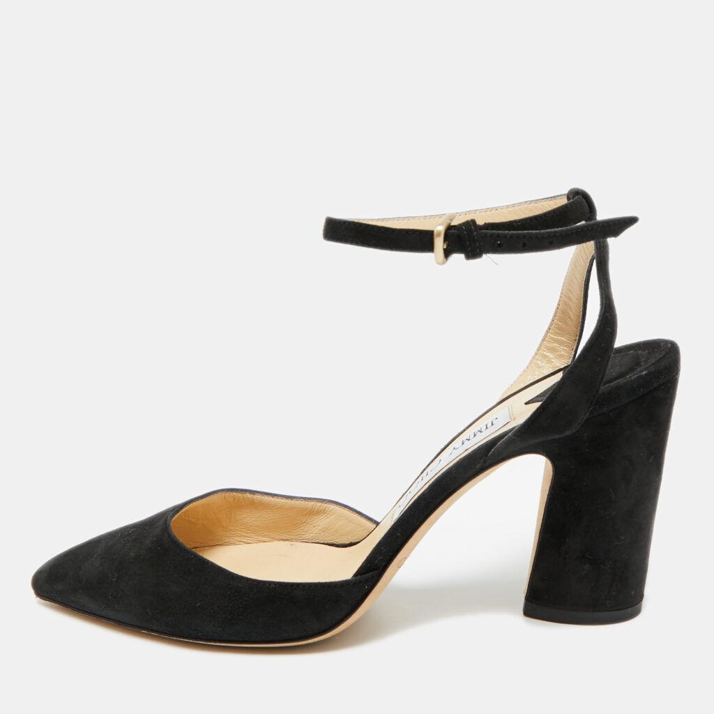 Jimmy Choo Black Suede Pointed Toe Ankle Strap Pumps Size 38 Jimmy Choo Black Suede Pointed Toe Ankle Strap Pumps Size 38