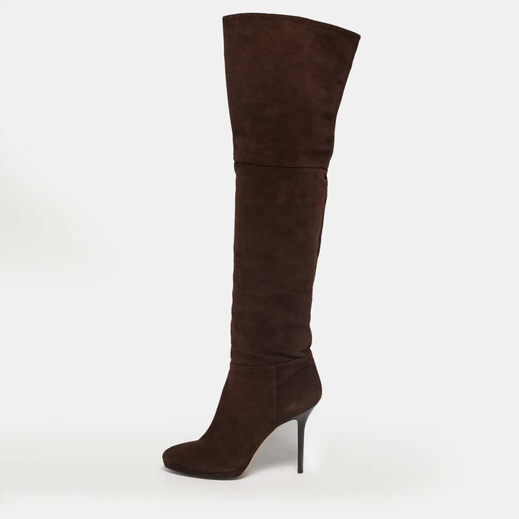 Jimmy Choo Brown Suede Knee Length Boots Size 39.5