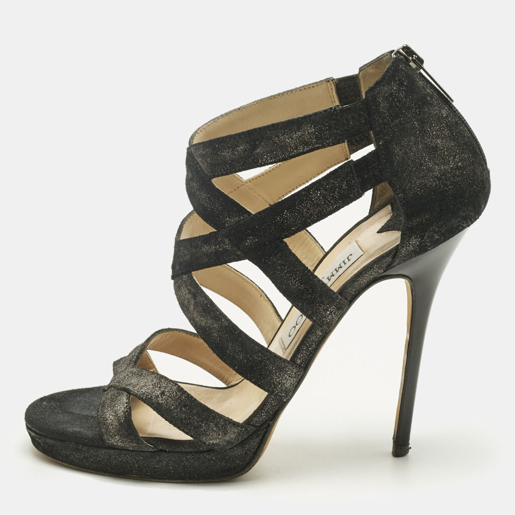Jimmy Choo Black Suede Strappy Sandals Size 37.5 Jimmy Choo Black Suede Strappy Sandals Size 37.5