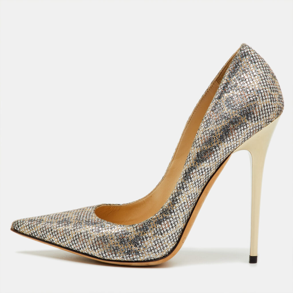 Jimmy Choo Metallic Coarse Glitter Romy Pointed Toe Pumps Size 40 Jimmy Choo Metallic Coarse Glitter Romy Pointed Toe Pumps Size 40