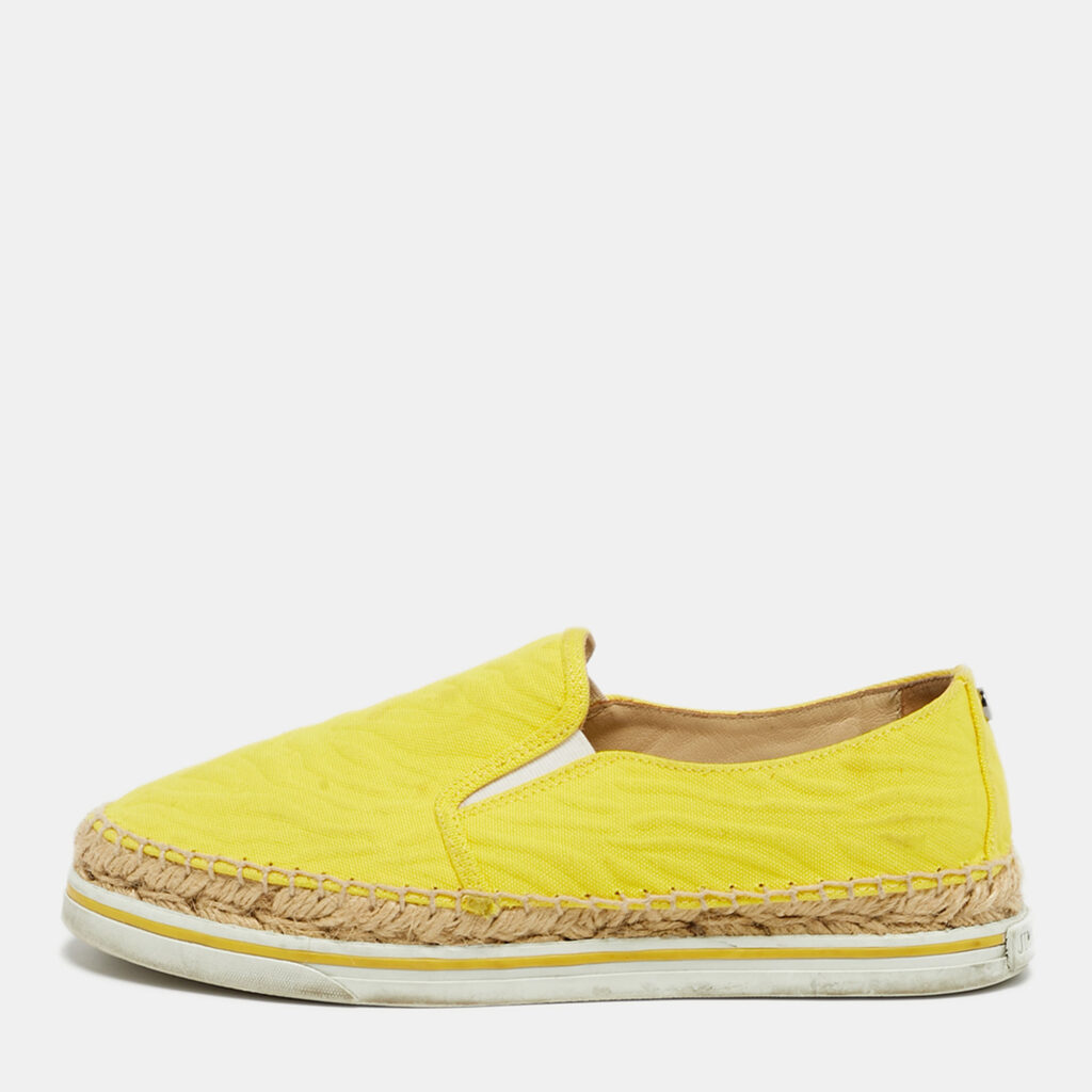 Jimmy Choo Dawn Size 35.5 Yellow Canvas Espadrille Slip On Sneakers Jimmy Choo Dawn Size 35.5 Yellow Canvas Espadrille Slip On Sneakers