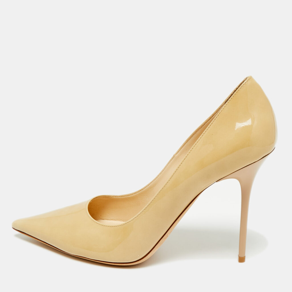 Jimmy Choo Abel Size 40 Beige Patent Leather Pumps