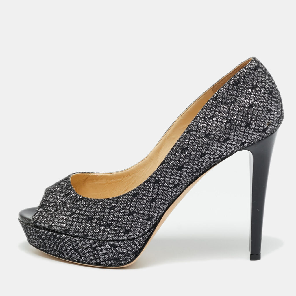 Jimmy Choo Dahlia Size 40 Metallic Glitter Peep Toe Pumps Jimmy Choo Dahlia Size 40 Metallic Glitter Peep Toe Pumps