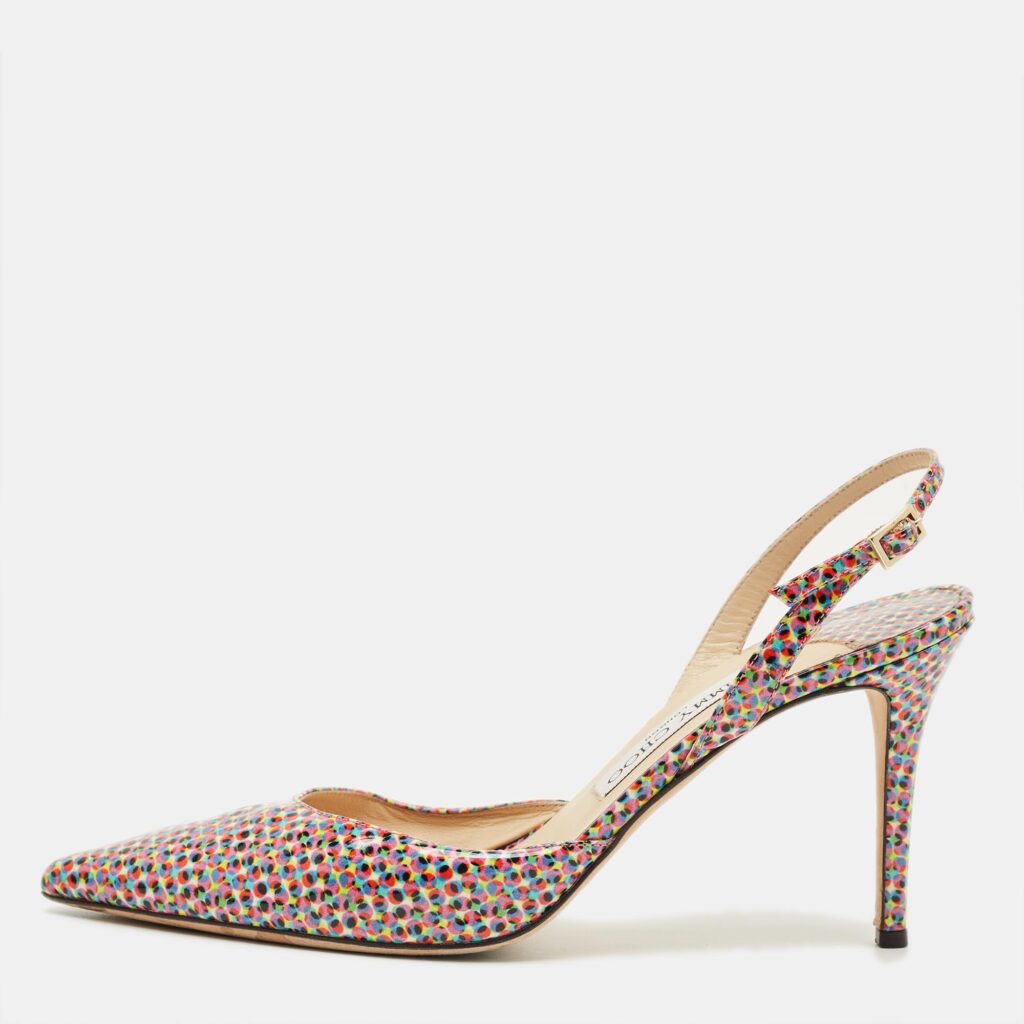 Jimmy Choo Size 40 Multicolor Patent Leather Pointed Toe Slingback Pumps