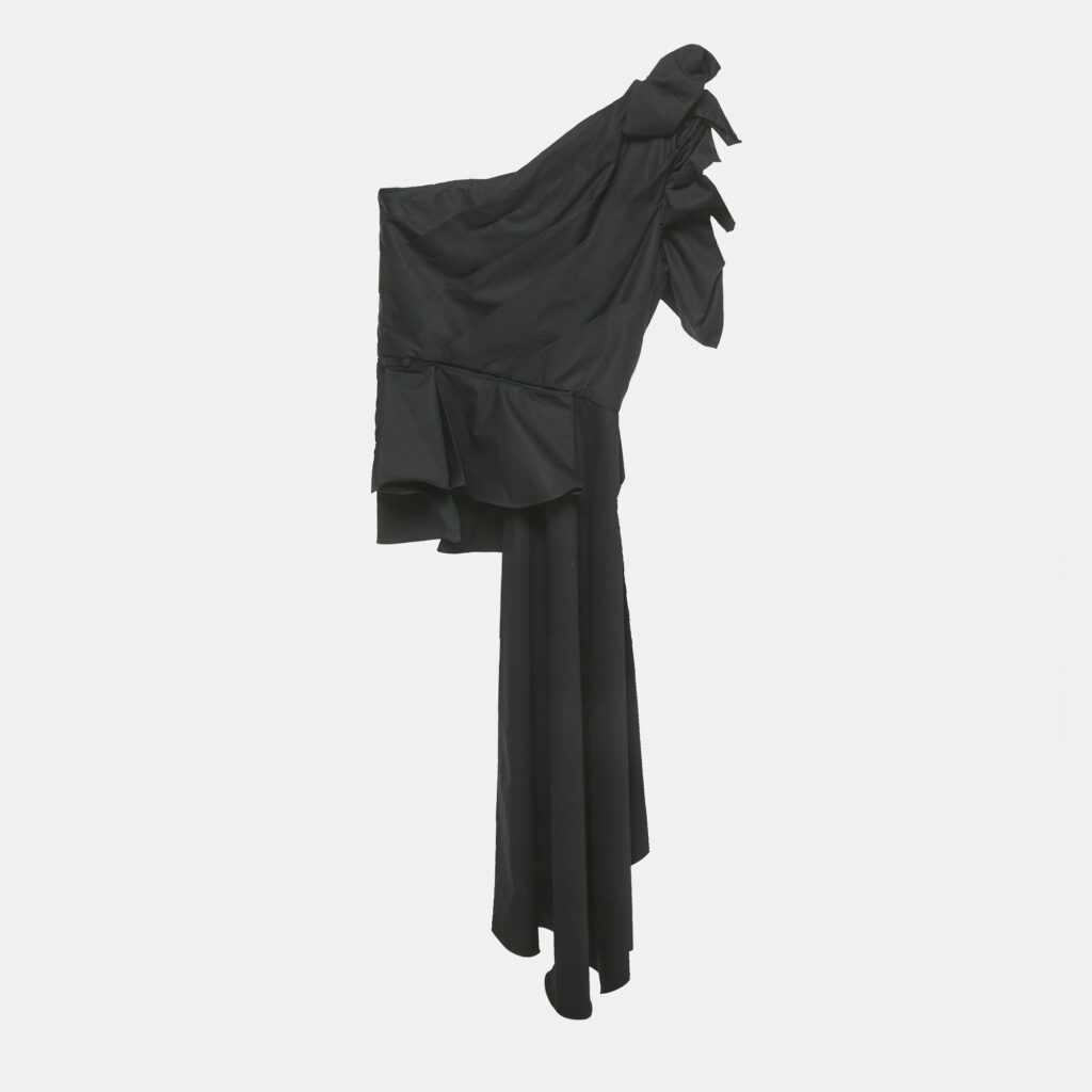 Johanna Ortiz Black Ruffled Asymmetric One-Shoulder Top M Johanna Ortiz Black Ruffled Asymmetric One-Shoulder Top M