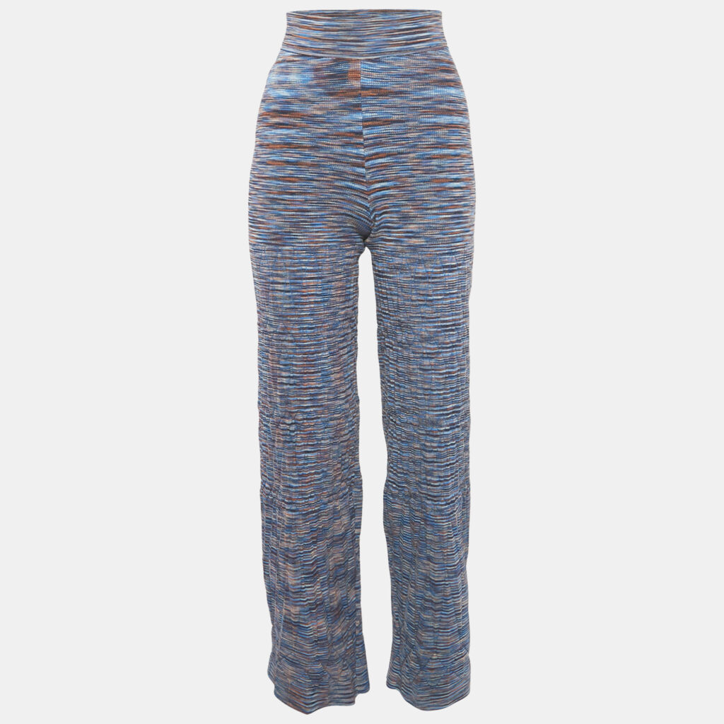Jonathan Simkhai Caicos Multicolor Space Knit Wide-Leg Trousers L Jonathan Simkhai Caicos Multicolor Space Knit Wide-Leg Trousers L