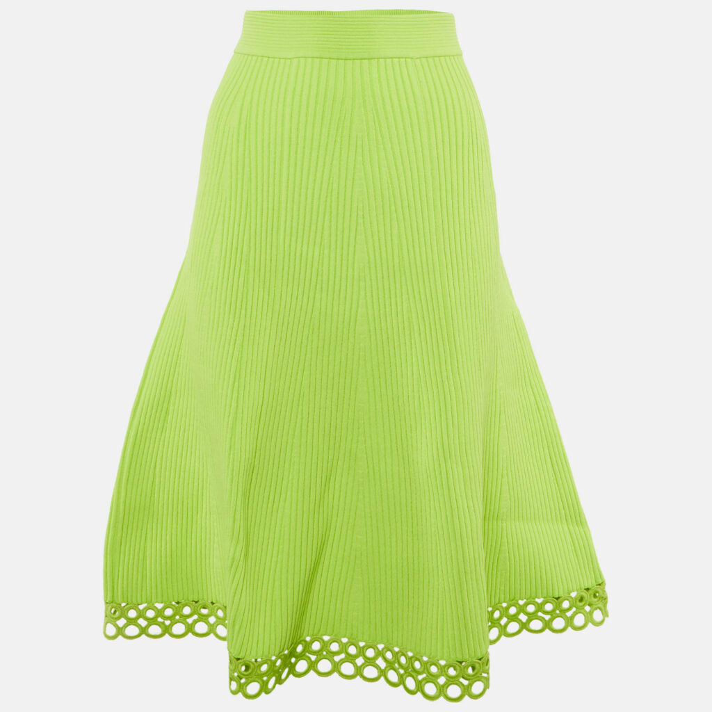 luxury-women-jonathan-simkhai-new-clothes-p1239904-001-1.jpg Jonathan Simkhai Lime Green Ribbed A-line Midi Skirt XS