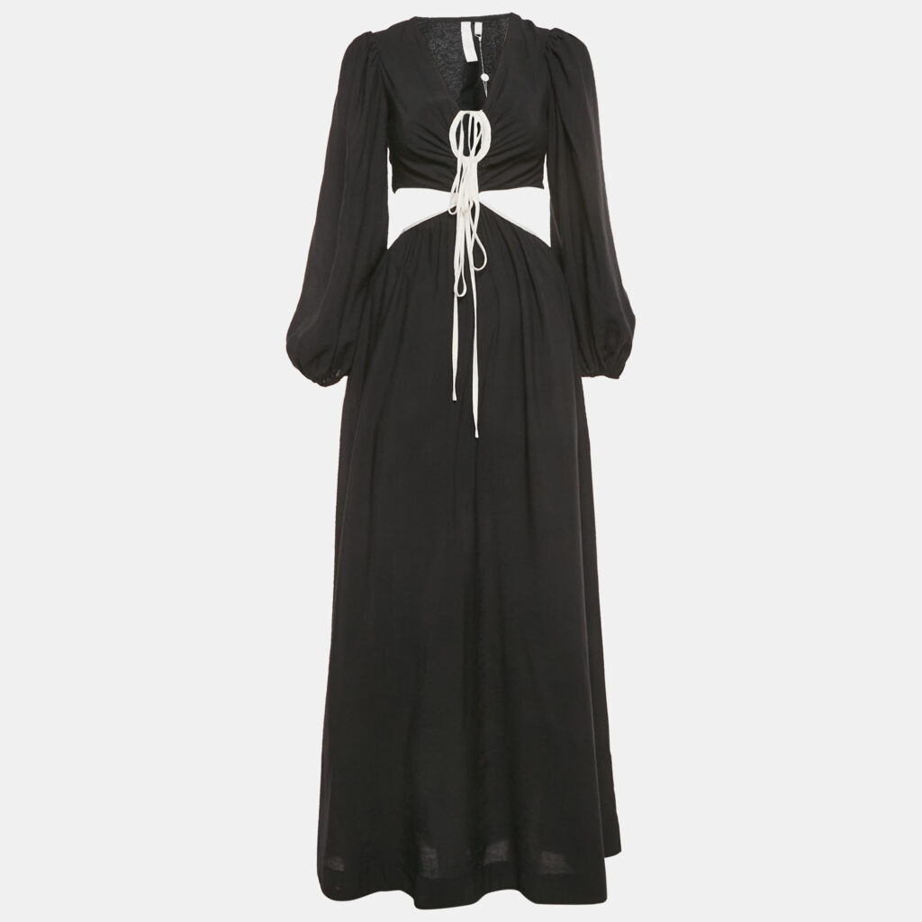 Jonathan Simkhai Black Crepe Cutout Maxi Dress XS