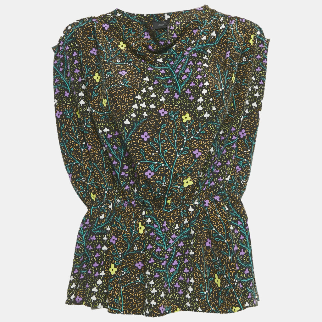 Joseph Black Silk Lionel Tellis Floral Top M Joseph Black Silk Lionel Tellis Floral Top M