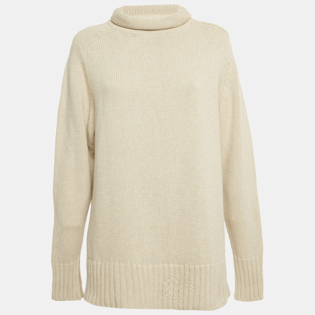 Joseph Beige Rib Knit Turtle Neck Sweater M