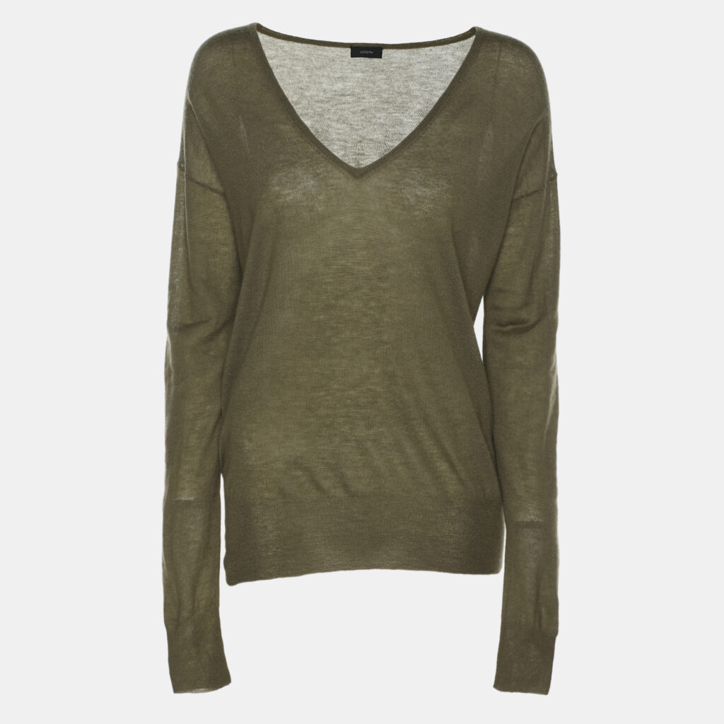 Joseph Olive Green Cashmere Knit Sweater M Joseph Olive Green Cashmere Knit Sweater M