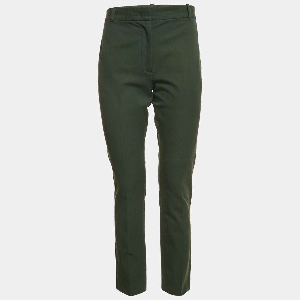 Joseph Dark Green Cotton Blend Straight Fit Trousers M