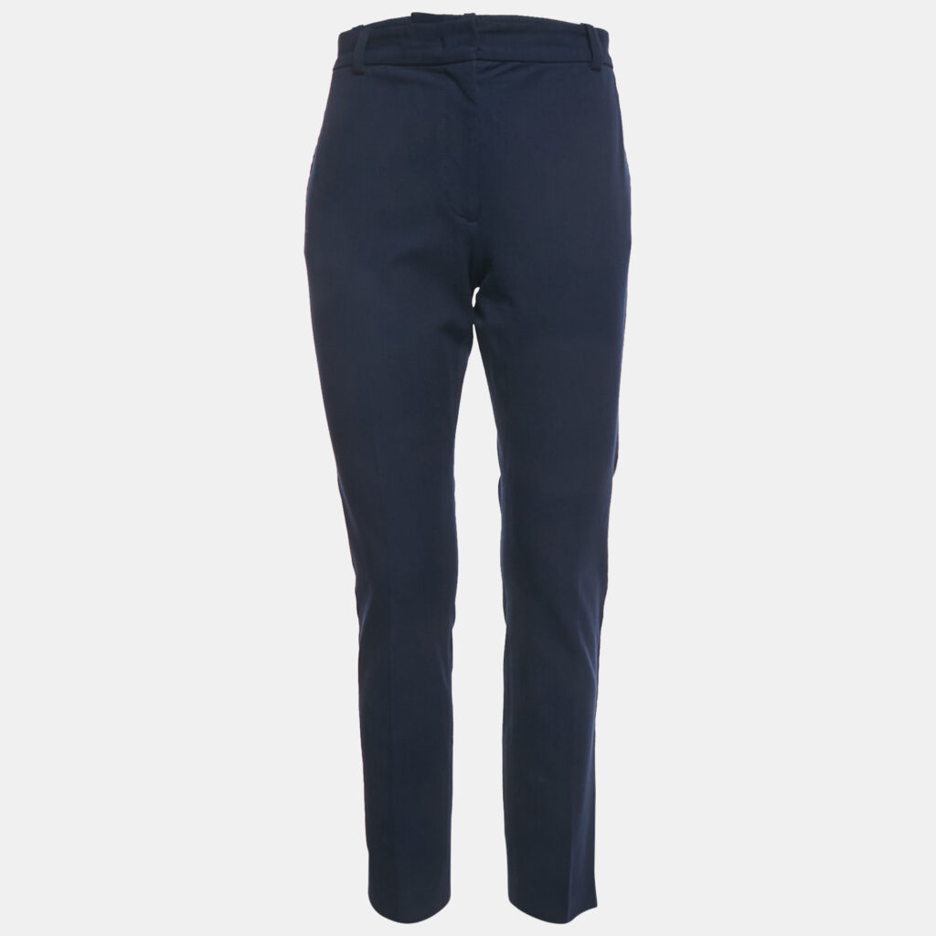 Joseph Navy Blue Cotton Blend Straight Fit Trousers M