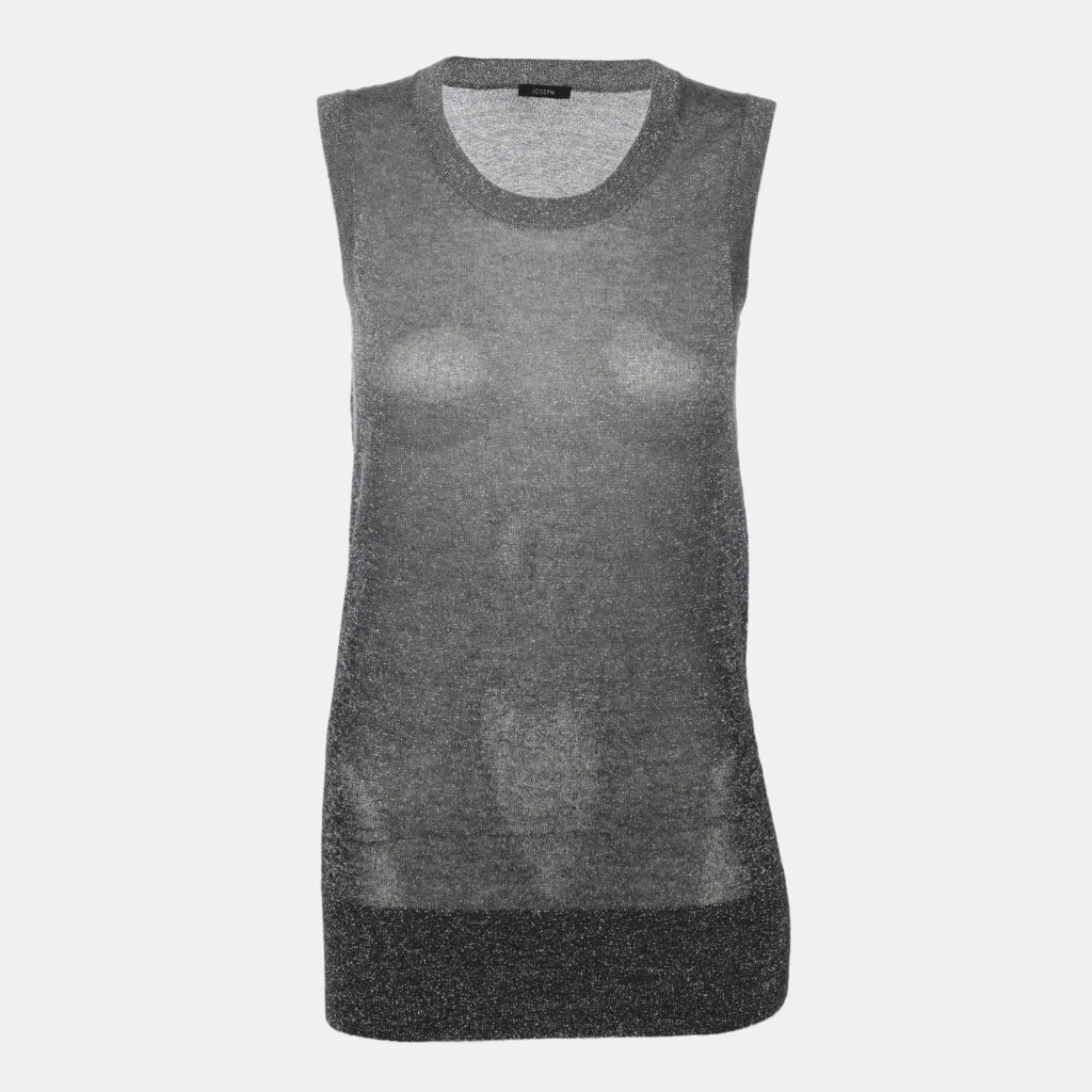 Joseph Metallic Grey Lurex Knit Tank Tops XS Joseph Metallic Grey Lurex Knit Tank Tops XS