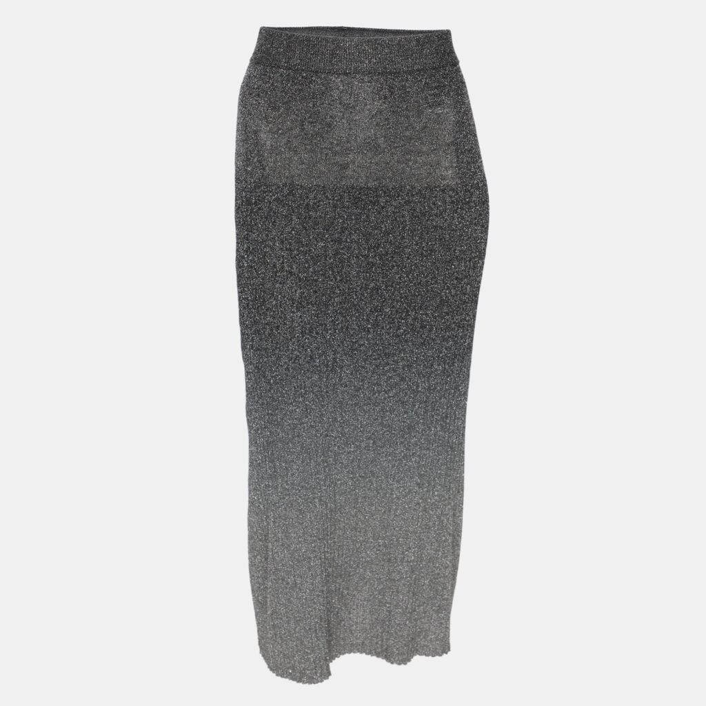 Joseph Metallic Grey Lurex Knit Dip Dye Midi Skirt XS Joseph Metallic Grey Lurex Knit Dip Dye Midi Skirt XS