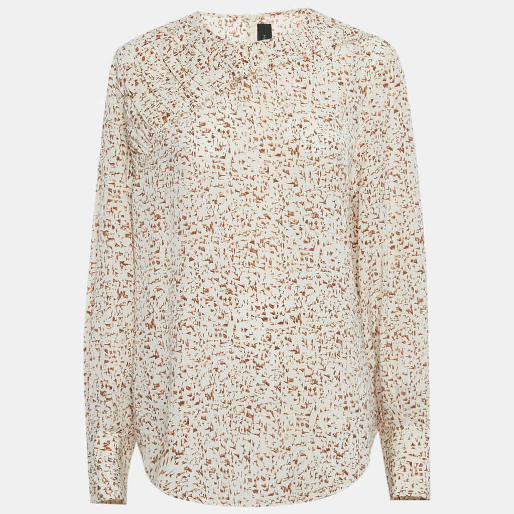 Joseph Beige Printed Silk Blouse L Joseph Beige Printed Silk Blouse L