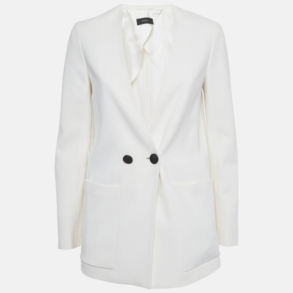 Joseph White Crepe Double Breasted Lambert Blazer S Joseph White Crepe Double Breasted Lambert Blazer S